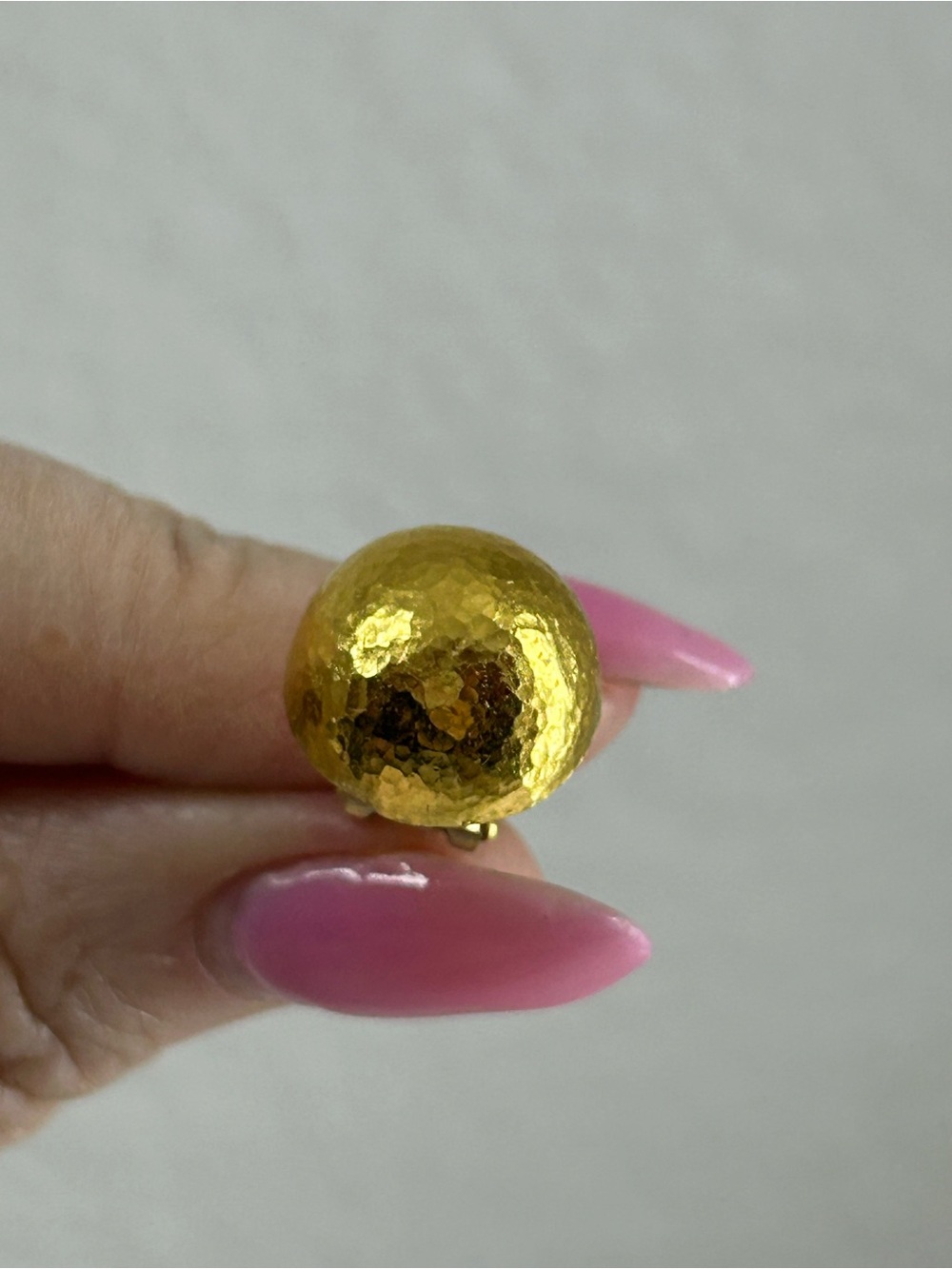 GURHAN 24K Solid Gold Hand-Hammered Dome Clip Earrings — 10.6g - Picture 6 of 11